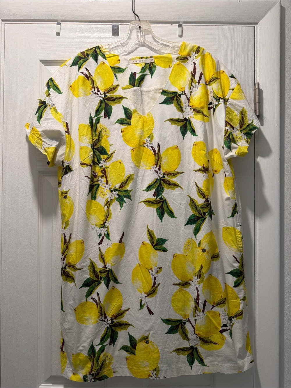 Ellison White Mini Dress with Yellow Lemon Print